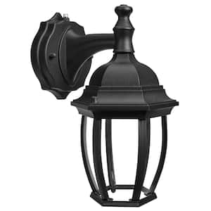 LED Outdoor Wall Light, Black with Clear Glass, Dusk to Dawn Sensor, 830 Lumens, 3 CCT 3000K-5000K
