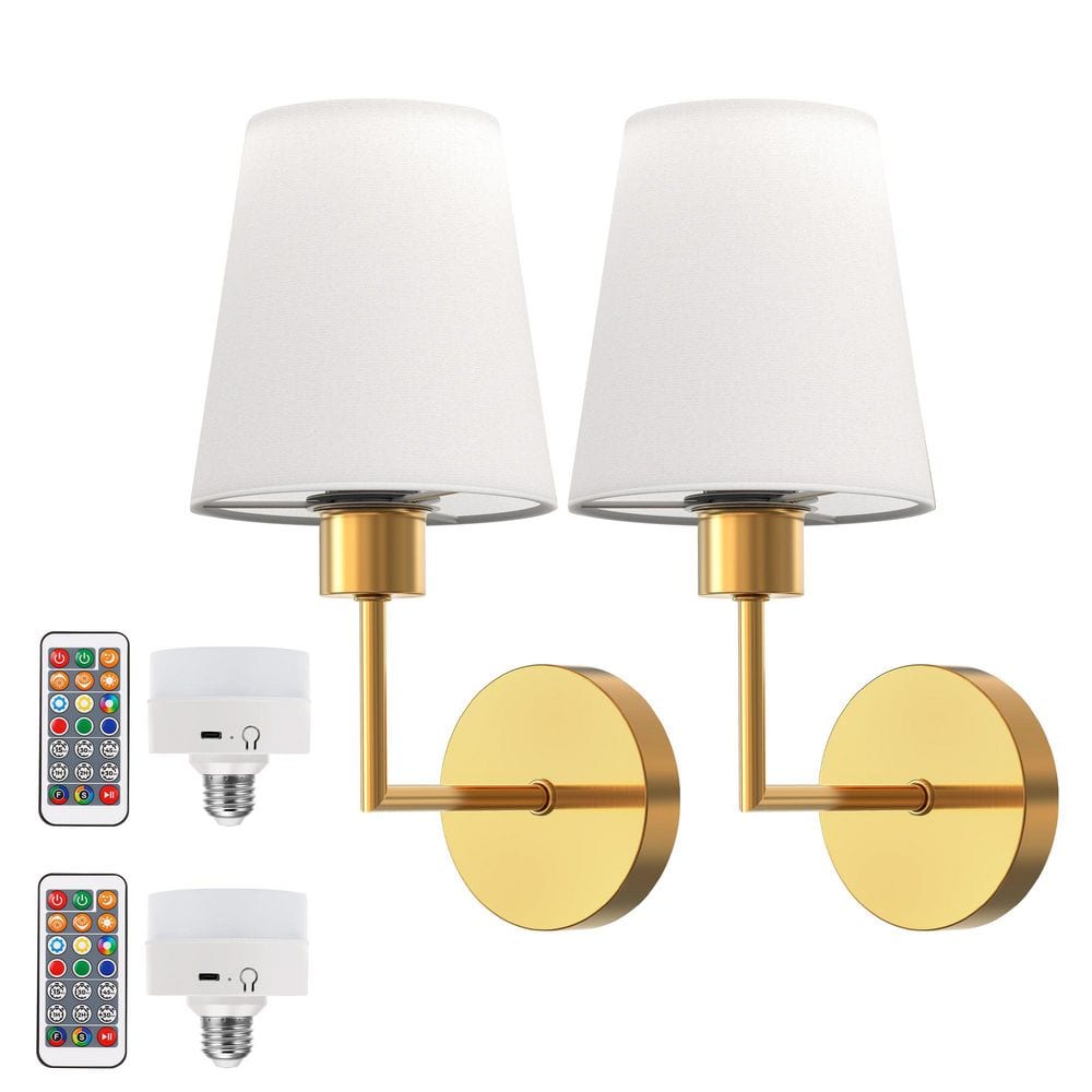 6 in. 1-Light Gold Wall Sconces with Remote, 9-Color Dimmable Wireless Rechargeable Wall Lights for Hallway (2-Pack) price history on PriceWatchPro