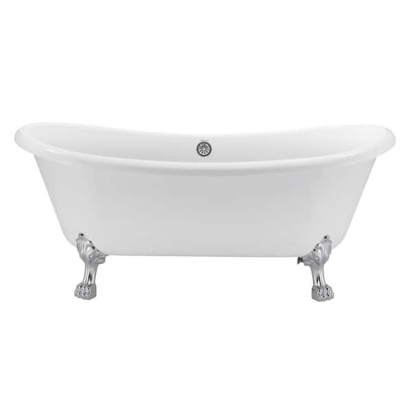 Unbranded 66 in. x 30 in. Soaking Bathtub with Center Drain in Grey