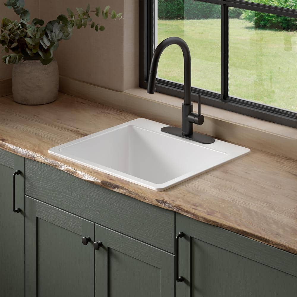 SINKOLOGY Jackson 25 in. 3Hole DropIn Single Bowl Crisp White