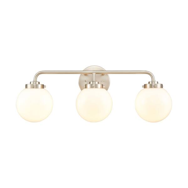 Titan Lighting Cedar 3-Light Brushed Nickel Modern/Contemporary Vanity Light with Glass Shades
