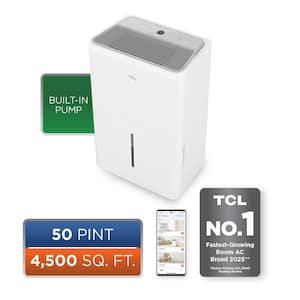 50 pt. Smart Dehumidifier with Pump for 4,500 sq. ft. Basements or Wet Rooms, WiFi and Bucket in White ENERGY STAR