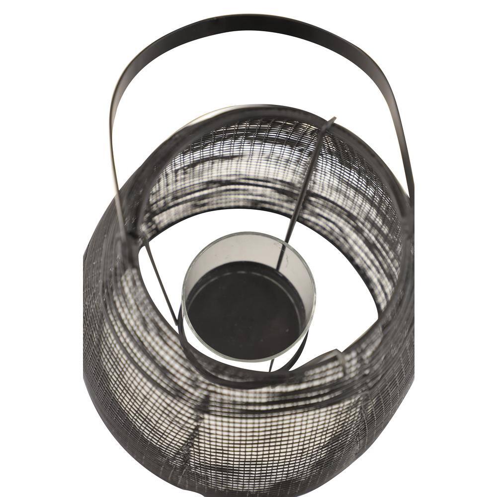 Elegant Black Metal Hurricane Lantern with Clear Glass - 8" x 13"