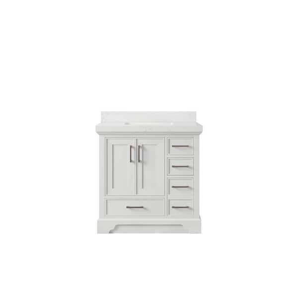 Charlotte 36 in. Single Sink Freestanding White Bath Vanity with Empira White Qt. Top Unassembled