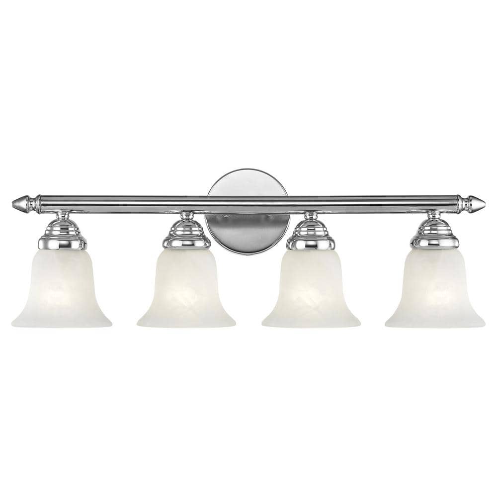 Esterbrook 24 in. 4-Light Polished Chrome Vanity Light with White Alabaster Glass price history on PriceWatchPro