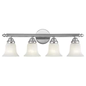Esterbrook 24 in. 4-Light Polished Chrome Vanity Light with White Alabaster Glass