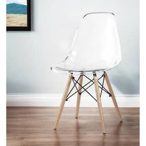 Clear And Natural Heavy Duty Plastic And Wood Side Chair