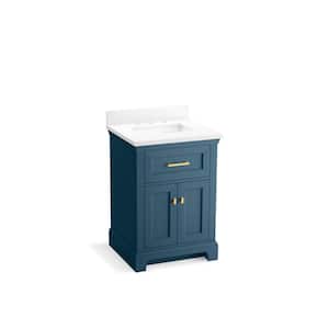 Charlemont 24 in. W x 22 in. D x 34 in. H Single Sink Bath Vanity in Tidal Blue with White Top and Backsplash