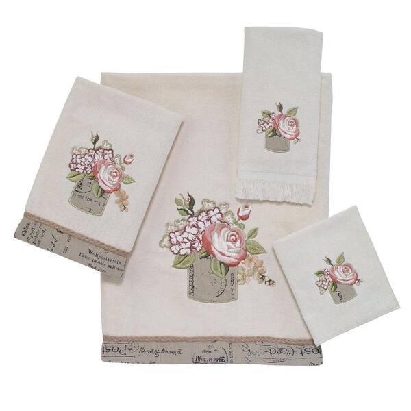 Avanti Linens Antique 4-Piece Ivory Floral Bath Towel Set