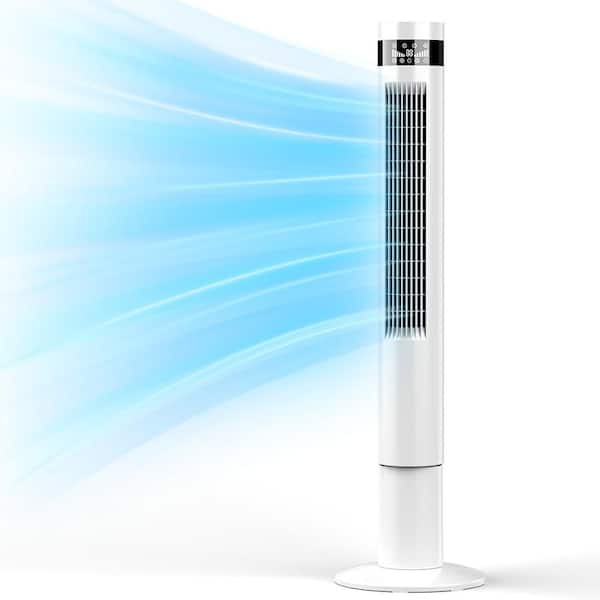 43.31 in. 3 speeds 90° Oscillating Tower Fan with LED display and Remote Control in White