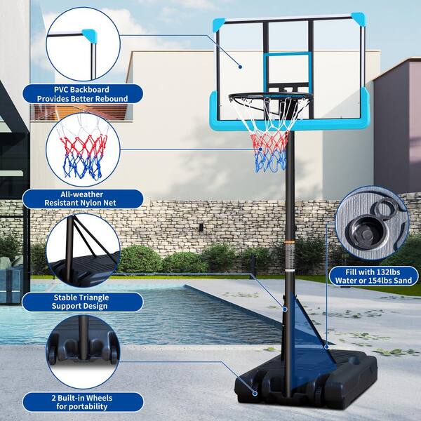 3ft-4ft Outdoor & Pool Basketball Hoop System Stand Kids Goal Shot  Sports Adjust