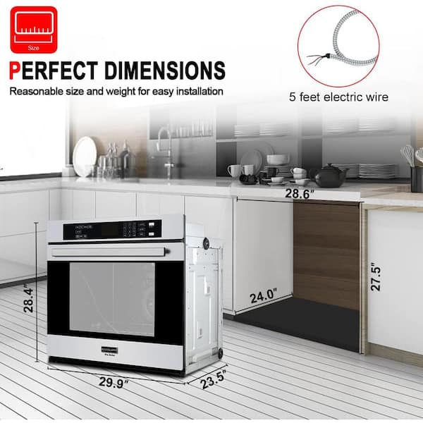 30 in. 5.0 cu. ft. Single Electric Wall Oven with Convection and Self-Cleaning in Stainless Steel