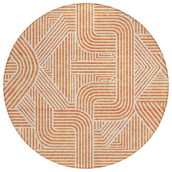 Addison Rugs Chantille Machine Washable Indoor/Outdoor Abstract ACN917 Orange 8 ft. x 8 ft. Area Rug