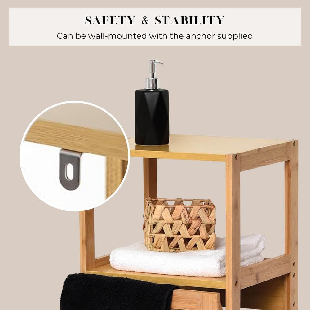 Bamboo Tilt-Out Laundry Hamper with Shelves and Lid