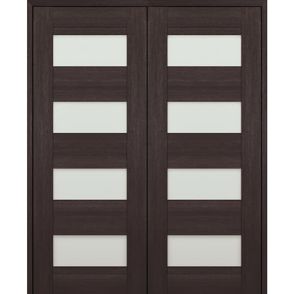 Belldinni Vona 07-08 48 in. x 80 in. Both Active 4-Lite Frosted Glass Vera Linga Oak Wood Composite Double Prehung Interior Door