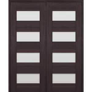 Vona 07-08 48 in. x 96 in. Both Active 4-Lite Frosted Glass Veralinga Oak Wood Composite Double Prehung Interior Door