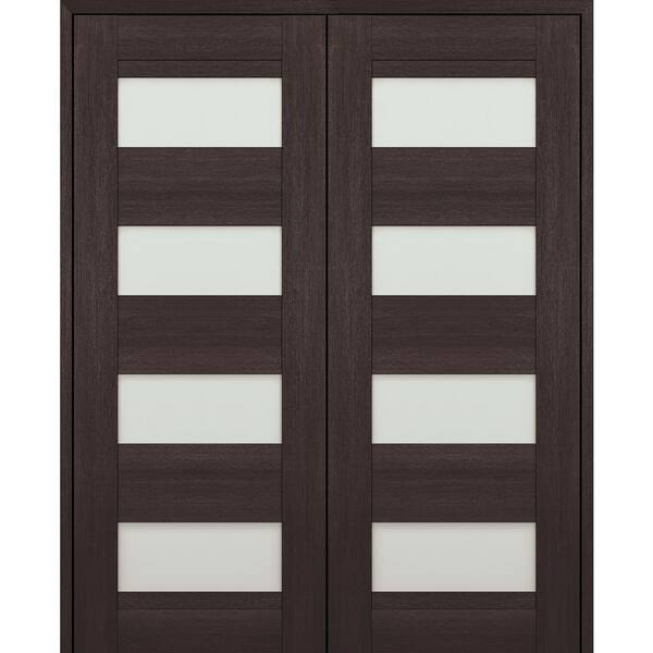 Belldinni Vona 07-08 60 in. x 96 in. Both Active 4-Lite Frosted Glass Veralinga Oak Wood Composite Double Prehung Interior Door