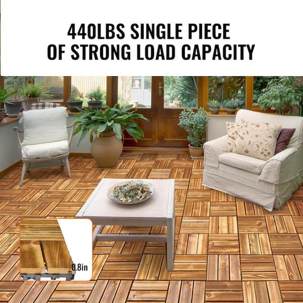 VEVOR Interlocking Deck Tiles Solid Wood, 10 Pack, 12 in. x12 in 