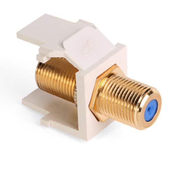 Leviton QuickPort F-Type Gold-Plated Connector Female-Female in Light Almond