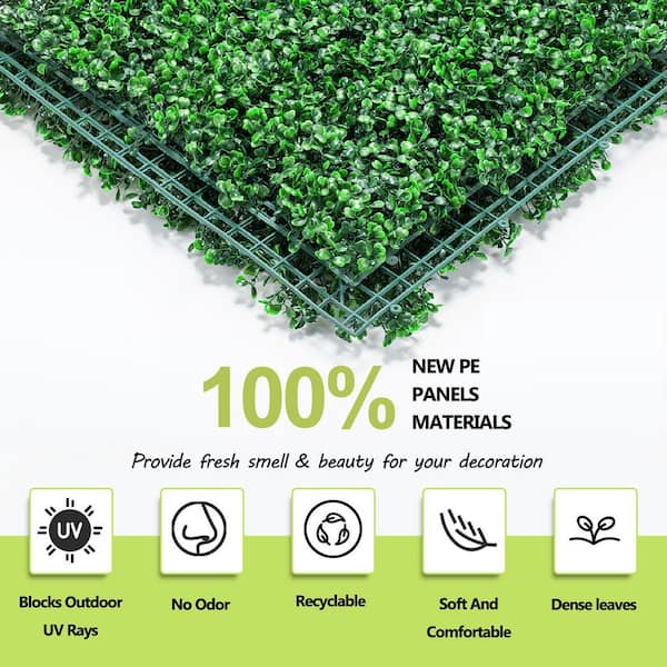 10 in. x 10 in. Artificial Grass Mixed Sod Plugs for Indoor Outdoor Patio, Balcony, Party, Garden Fence, Green (12-Pack)
