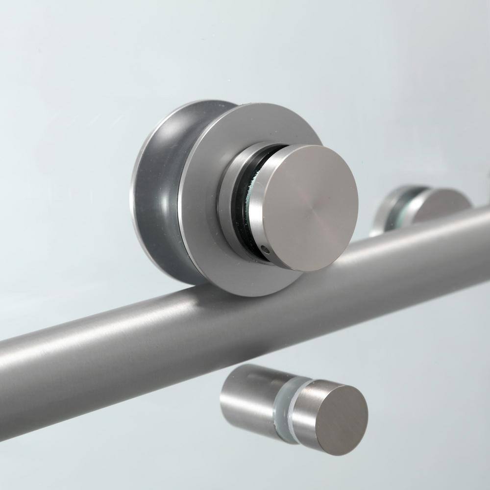 Frameless 60" x 76" Clear Glass Shower Door with Brushed Nickel Finish