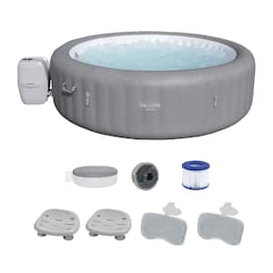 Grenada 8-Person Hot Tub with Set of 2 Spa Seat and Padded Pillows, Gray