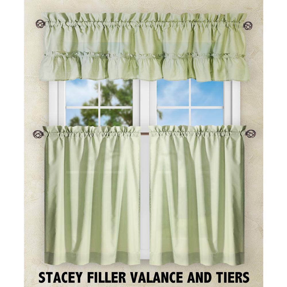 Sage Sheer Cotton Polyester Rod Pocket Window Tier Pair