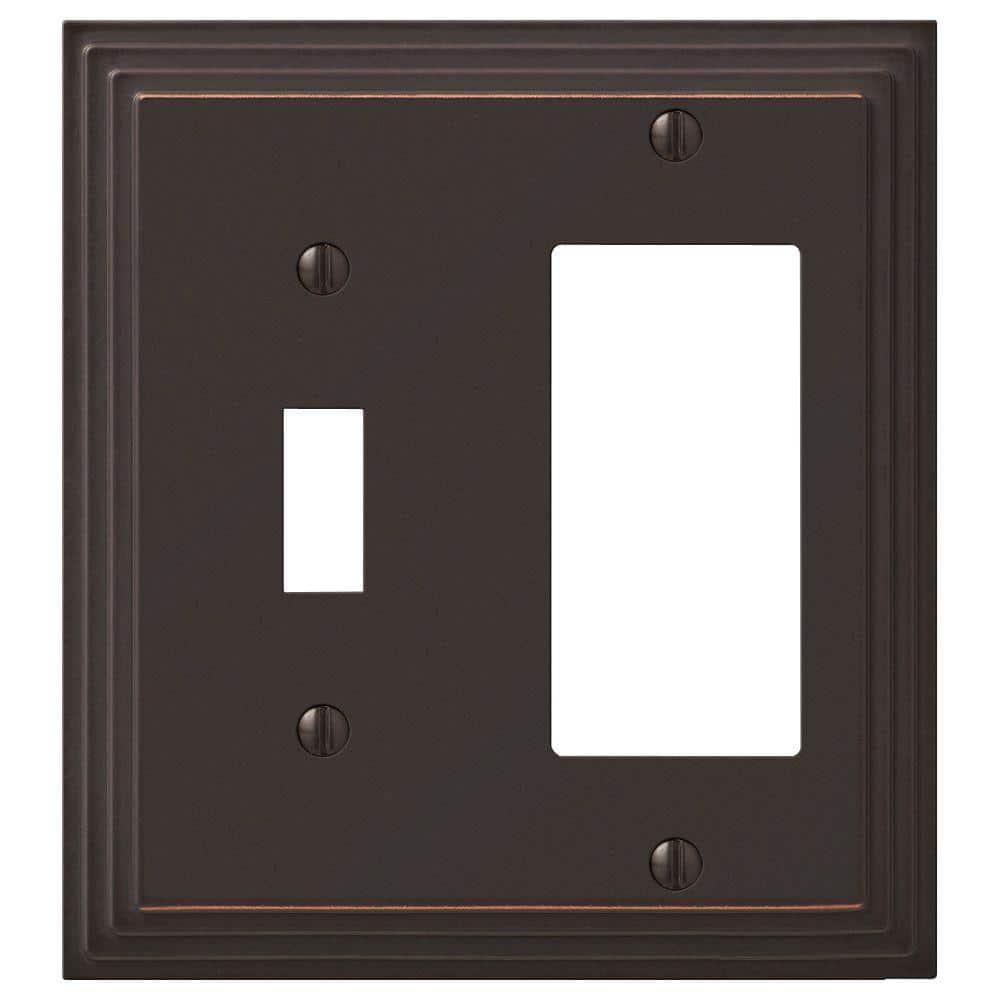 AMERELLE Tiered 2 Gang 1-Toggle and 1-Rocker Metal Wall Plate - Aged Bronze  84TRVB - The Home Depot