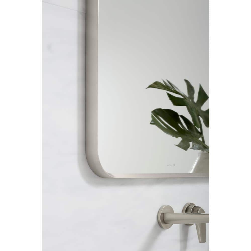Essential Brushed Nickel 34" x 22" Rectangular Bathroom Vanity Mirror