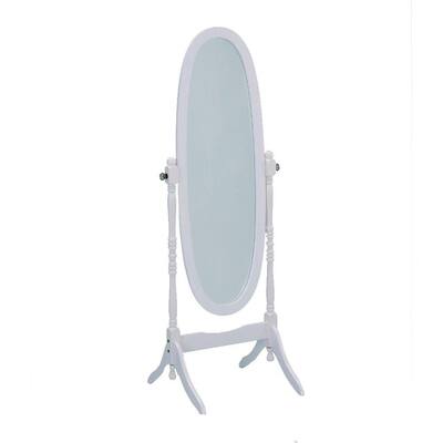 59.5 in. x 19.25 in. Modern Oval Framed White Wooden Cheval Accent Mirror