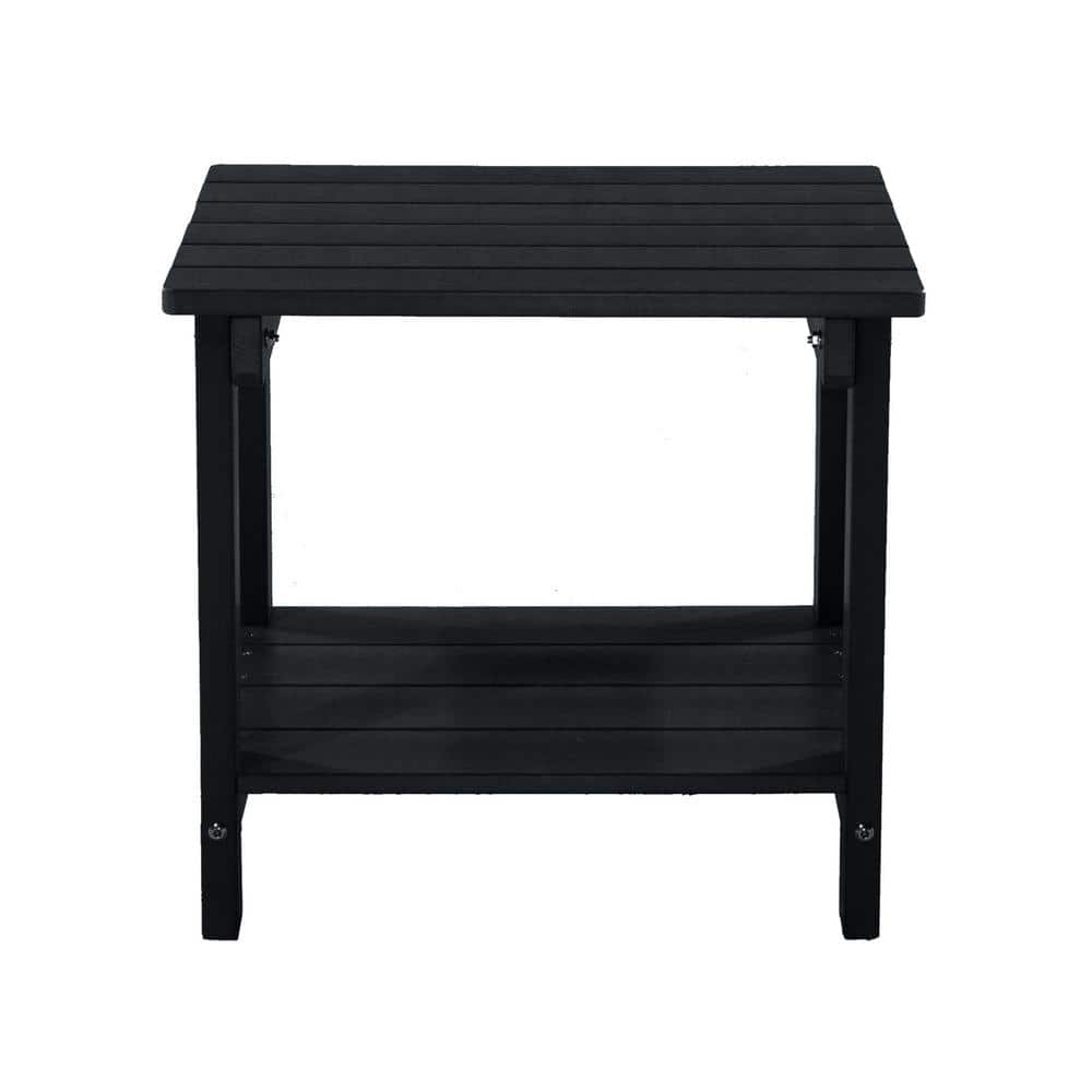 Black Rectangular Polystyrene Outdoor Side Table for Deck, Backyards, Lawns