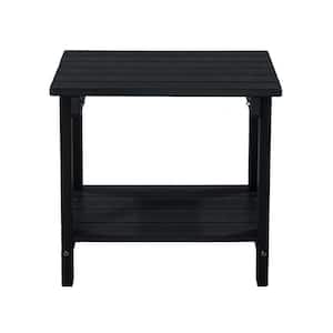 Black Rectangular Polystyrene Outdoor Side Table for Deck, Backyards, Lawns, Poolside, and Beaches