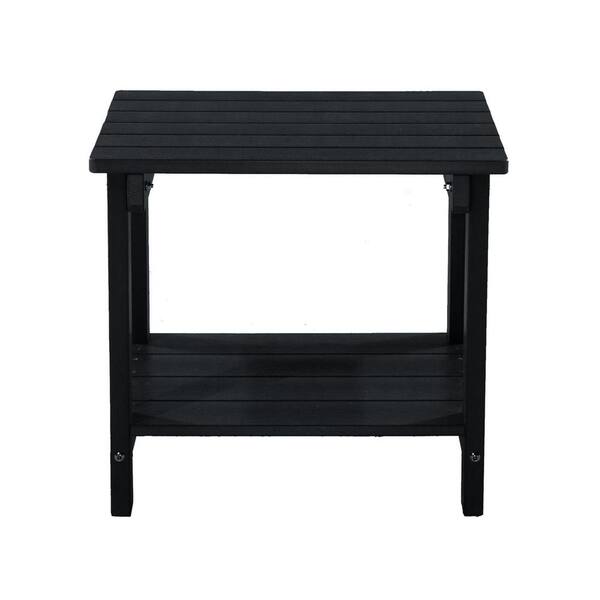Unbranded Black Rectangular Polystyrene Outdoor Side Table for Deck, Backyards, Lawns, Poolside, and Beaches