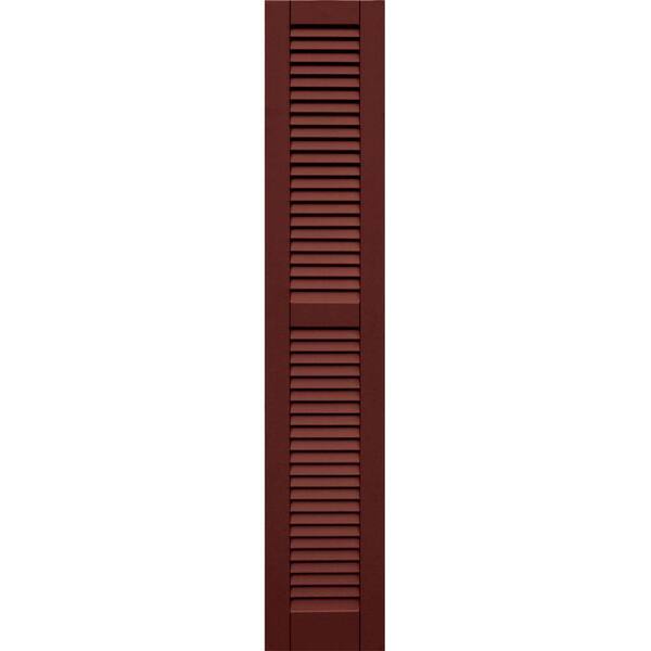 Winworks Wood Composite 12 in. x 65 in. Louvered Shutters Pair #650 Board and Batten Red