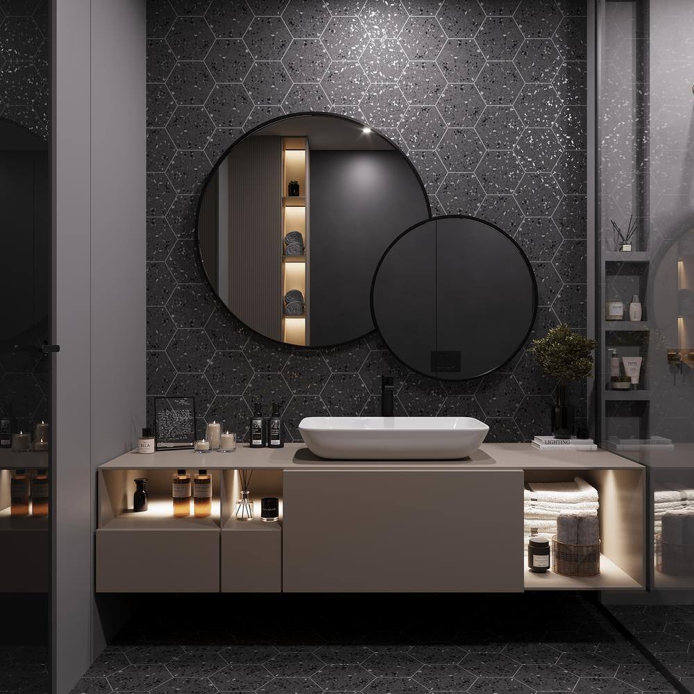 Gray and Black Hexagonal Porcelain Wall and Floor Tile