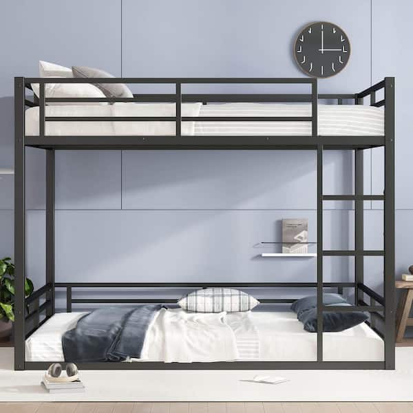 Black Queen over Queen Bunk Bed with Ladder