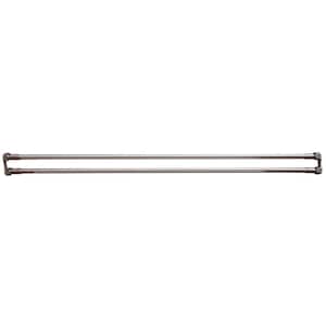 48 in. Brass Straight Double Shower Rod in Brushed Nickel