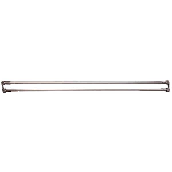 60 in. Brass Straight Double Shower Rod in Brushed Nickel