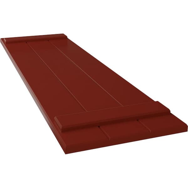 Ekena Millwork TruFit PVC 16.125 in. W x 50 in. H Board and Batten Shutters Pair in Pepper Red