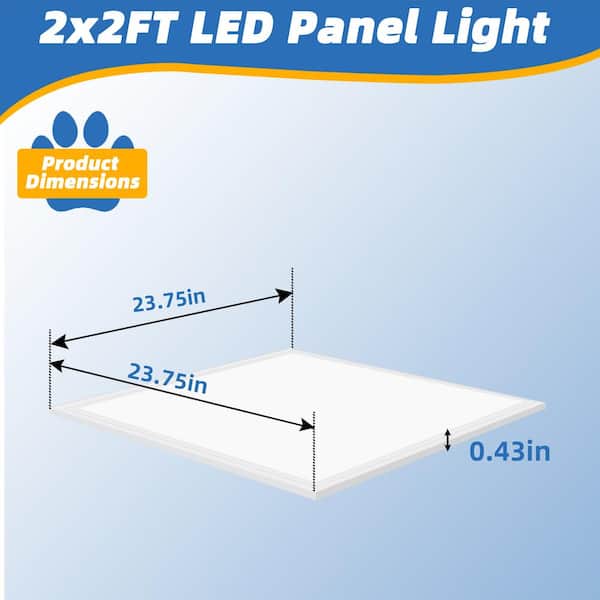 Honbei 2 ft. x 2 ft. 5800 Lumens Integrated LED Panel Light,5000K 0-10V Dimmable 2x2 LED Panel Lighting for Kitchen,16 Pack