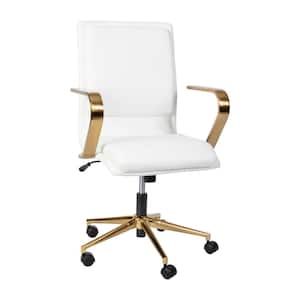 White/Gold Leather/Faux Leather Office/Desk Chair Table Top Only