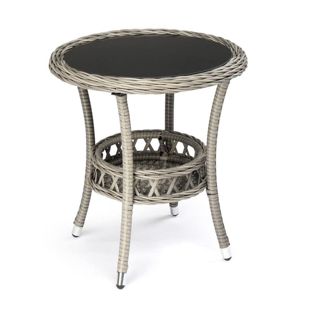 Patio Gray Round Wicker Side Table price history on PriceWatchPro