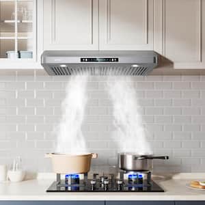 Presenza 30 in. Under Cabinet Ducted Range Hood with Light and Push Button  in Stainless Steel QR065 - The Home Depot