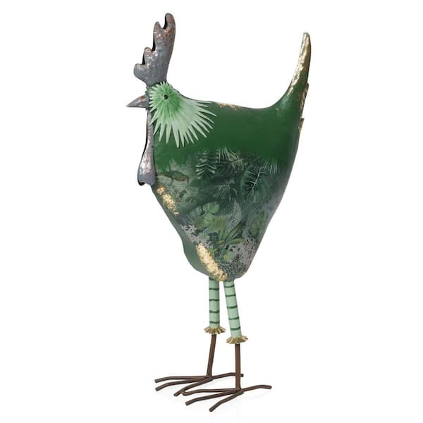 Alpine Corporation Metal Green Cottage Farm Hen Decor