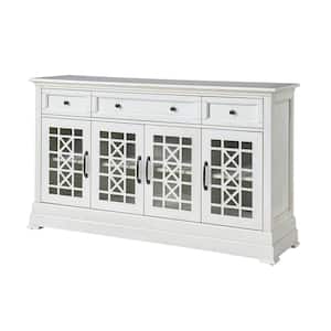 Penelope White Manufactured Wood 58 in. W 3 Drawer Sideboard with Solid Wood Legs