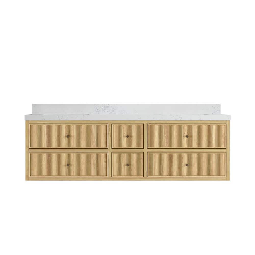 Sonoma Floating 72 in. H Double Sink Freestanding Light Natural Bath Vanity with Empira White Qt. Top Unassembled price history on PriceWatchPro