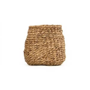 Round Concave Hand Woven Wicker Water Hyacinth Small Basket without Handles