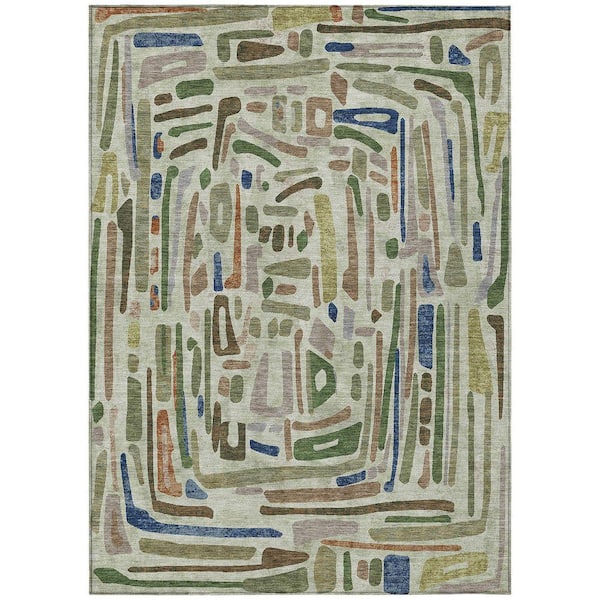 Chantille Machine Washable Indoor/Outdoor Abstract ACN2432 Aloe 10 ft. x 14 ft. Area Rug