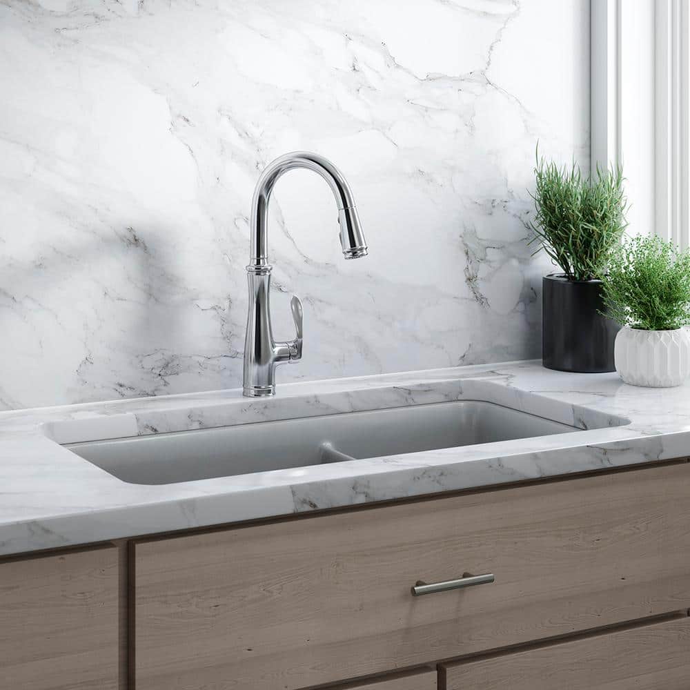 Polished Chrome Pull-Down Kitchen Faucet with Spray