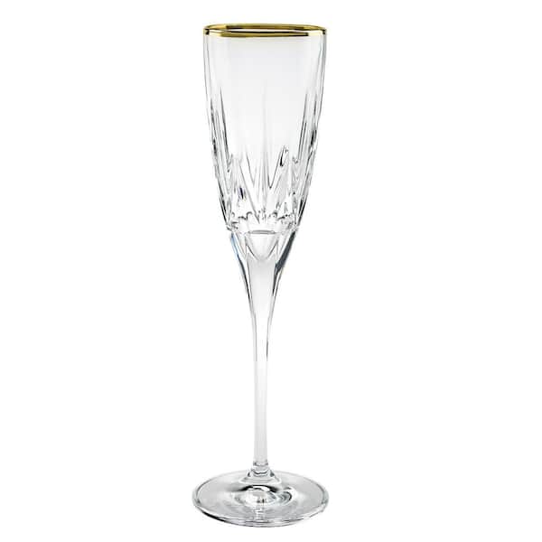 Lorren Home Trends Chic Flute Goblets with 24K Gold Trim By (Set of 6)